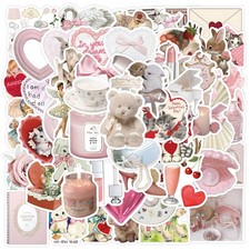 120pcs Cute Coquette Girls Stickers Pack, Pink 2-3inch(5-8cm), Pink-coquette picture
