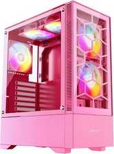 Pink Gaming Computer Desktop PC Tower Affordable NVME SSD 16GB AMD Ryzen CPU picture