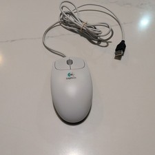 White Logitech USB Wired 2x Optical Wheel Mouse Model M-BJ58 P/N: 830524-0000 picture