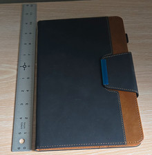 Synthetic Leather Folding Folio Case for iPad, Stand & Card Pocket, Black/Brown picture