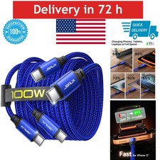 JSAUX 100W USB C to USB C Cable [2-Pack 10FT] Fast Charging Braided picture