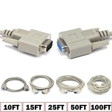 10 15 25 50 100 FT DB9 9 Pin RS232 Serial Male to Female Extension Cable Cord picture