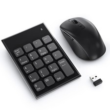 2.4GHz Wireless Ultra Slim 19Key Number Pad And Silent Mouse Combo Black Kit picture
