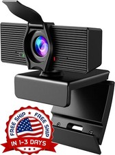 Cámara web con micrófono y cubierta de privacidad Cámara de vídeo negra US NUEVO picture