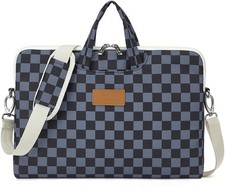 Water Black Checker Pattern Laptop Shoulder Messenger Bag for 16 inch and 15.6 i picture