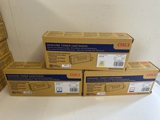 New Set of 3 Genuine OKI Okidata C712 Toner Cartridge Magenta Cyan Yellow picture