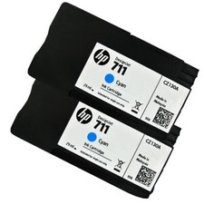 2PK Genuine HP 711 29ml Cyan Designerjet T100 24-in T525 24-in T520 24-inT520 picture