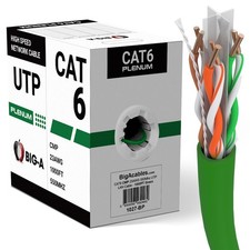 Cat6 Plenum Ethernet Cable 1000ft CMP 23AWG 550MHz Solid 10 Gigabit Network Wire picture