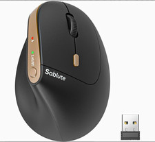 Sablute MAM3 Ergonomic Vertical Wireless/Bluetooth Optical Mouse 2400 DPI Black picture