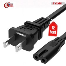 5 Core 2 Prong AC Power Cord 12Ft Replacement TV PlayStation PS4 PS5 Cable picture