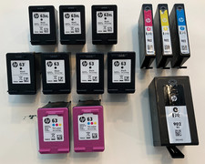 13 Empty HP Ink Cartridges, Genuine 63, 63 XL, 902 Black Color, Never Filled LOT picture