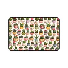 Cute Cactus Pots Desk Mat | Watercolor Succulent Pattern, Pastel Plant Mouse Pad picture