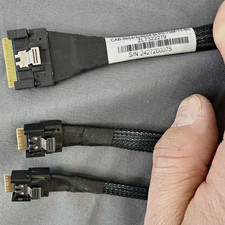 SFF-8654 to 2x SFF-8654 8i 1:2 Braided Splitter Cable 0.75m Black picture