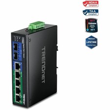 TRENDnet 7-Port Industrial Gigabit PoE++ DIN-Rail Switch, TI-UPG62, 240W Power picture
