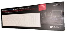 Macally Quick Switch Ultra Slim Bluetooth Keyboard 3 Devices White/Brush Metal picture