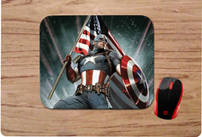 CAPTAIN AMERICA  PATRIOTIC FLAG MOUSEPAD MOUSE PAD HOME OFFICE GIFT DESIGN  picture
