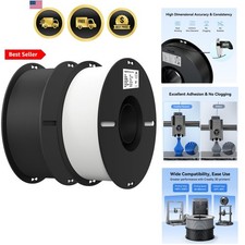 2kg Black & White PLA 1.75mm Filament Bundle for 3D Printing with No-Tangling... picture