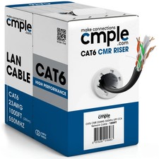 Cmple Cat6 Ethernet 1000ft Bulk Network Cable, Cat6 UTP, 23AWG CMR Riser - Black picture