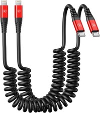  USB C to Lightning Cable, 2Pack Coiled Fast Charger 3FT Red Usb C to Lightning picture