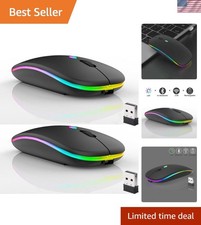 Rechargeable Dual Mode Bluetooth Mouse with LED, Silent & Ergonomic - 2 Pack picture