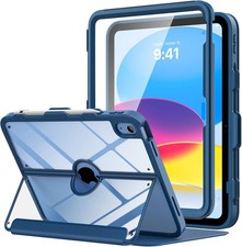 iPad 11/10.9-Inch Case with Pencil Holder, Heavy Duty Clear Cover, Navy Blue picture