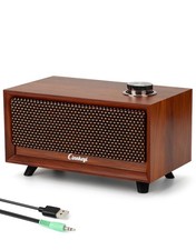 Wooden PC Soundbar Computer Speaker USB Powered LineIn Bluetooth 3.5mm Mac picture