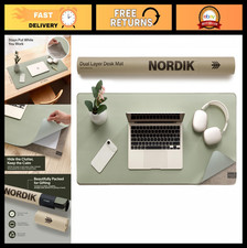 Large Felt and Vegan Leather Desk Mat - 35x17 Inch Blotter for Office & Home picture