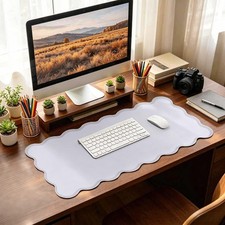 Grey Scalloped Desk Mat 31x15.7