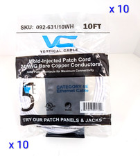 10 x Vertical Cable Category 5e Ethernet Cable Mold Injected Patch Cord - 10Ft picture