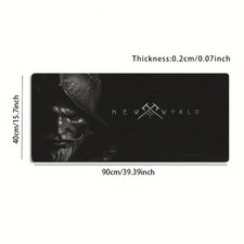 1pc Large Dark-themed Gaming Mouse Pad with New World Logo & Iconic Character picture