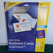 Avery 8371 Inkjet Business Cards 250 2” x 3 ½” Cards NEW Sealed Box Matte White picture