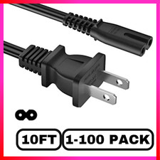 Long 10FT TV Power Cord for Samsung TCL Hisense Universal AC Cable 2 Prong LOT picture