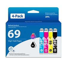 69 4PK BK/C/M/Y Ink Cartridge Set Stylus CX5000 CX6000 CX7400 CX7450 CX8400 9400 picture