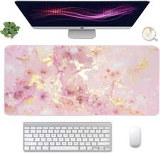 Extended 35.4 x 15.7 in Waterproof Mouse Pad - Stylish Pink Gold Marble Decor picture