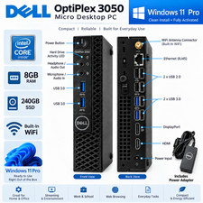 Dell OptiPlex 3050 Micro Desktop Computer 8GB RAM 240GB SSD Wi-Fi Windows 11 Pro picture