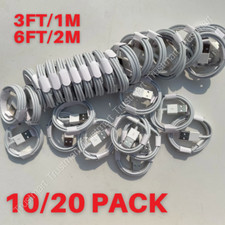 10X 20X Bulk 3/6Ft For Apple iPhone 13 12 11 XR 8 USB Charger Charging Cable Lot picture