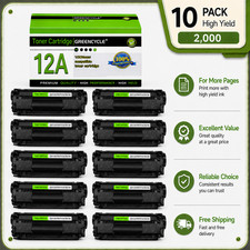 GREENCYCLE 10PK Q2612A Toner Cartridge Fits For HP LaserJet 3010 3030 3050 3020 picture