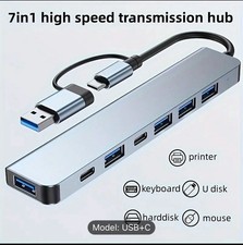 Aluminum 7 in 1 USB C Hub with USB-C+USB-A Compatible picture
