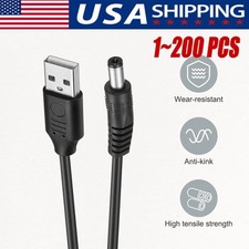 50cm/100cm USB to 5.5mm x 2.1mm Male Coaxial Barrel 5V DC Power Cable LOT picture