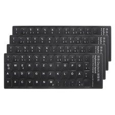 4Pcs German Keyboard Sticker Black Back White Letter Alphabet Sticker picture