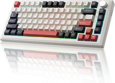 Teclado mecanico inalambrico Y75 con perilla retroiluminacion RGB blanco rojo picture