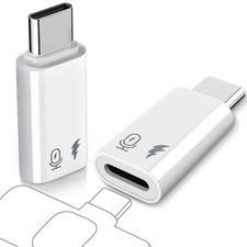 White USB C to Lavalier Microphone Adapter picture