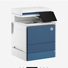 HP LaserJet Enterprise Flow MFP X57945z, 6QN55A stand, and 6QN57A Paper Tray. picture