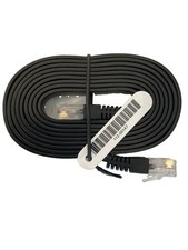 Black flat Ethernet network patch cable with RJ45 connectors picture
