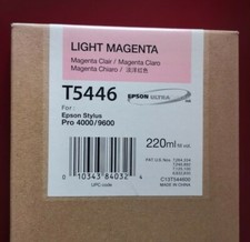 10-2020 New In Box Epson Genuine 220ml Ink T5446 Light Magenta Stylus 4000/9600 picture