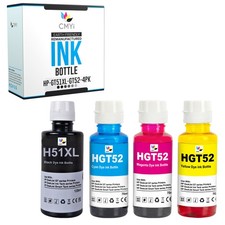 CMYi 4PK Compatible GT51XL GT52 Ink Bottles Combo fits HP DeskJet GT 5820 5821 picture
