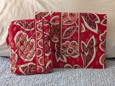 Lot of 2: Vera Bradley RARE Rosy Posies Folio Organizer & Zippered Tablet Case picture