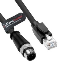 M12 4 Position D Coded to RJ45 Shielded Ethernet Cable Network Cord Cat5e SFTP picture