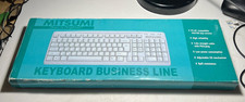 Vtg Mitsumi Keyboard Business Line White PC-AT 104/105 Key PS/2 Plug Wired NIB picture