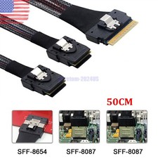 PCI-E Ultraport Slimline SAS Slim 4.0 SFF-8654 8i 74pin to Dual SFF-8087 Mini US picture